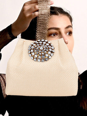 Rajwada Women Jute With Golden Centre Strap Batuas