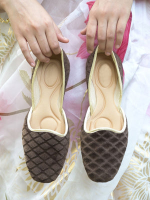 Rajwada Brown Embellished Mojri for Women