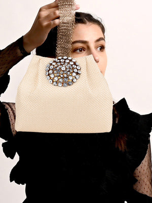 Rajwada Women Jute With Golden Centre Strap Batuas