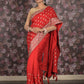 Rajwada Red Embroiedered Silk Blend Saree With Unstitched Blouse For Women