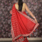 Rajwada Red Embroiedered Silk Blend Saree With Unstitched Blouse For Women