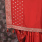 Rajwada Red Embroiedered Silk Blend Saree With Unstitched Blouse For Women