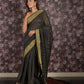 Rajwada Black Cotton Blend Woven Saree with Unstitched Blouse for Women