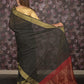 Rajwada Black Cotton Blend Woven Saree with Unstitched Blouse for Women