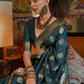 Rajwada Green Silk Blend Woven Saree With Unstitched Blouse for Women