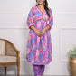 Rajwada Purple Muslin Silk Printed Stitched Kurta Set For Women
