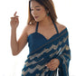 Rajwada Navy Blue Georgette Sequins Saree With Unstitched Blouse For Women