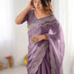 Rajwada Dusty Lavender Silk Blend Embellished Solid Saree For Women