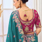 Rajwada Teal Green Satin Embroidered Saree For Women