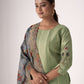 Rajwada Green Tusser Silk Designer Embroidered Semi-Stitched Kurta Set For Women