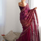 Rajwada Wine Georgette Embellished Solid Saree For Women