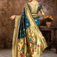 Rajwada Deep Teal Blue Silk Blend Woven Pithani Saree For Women