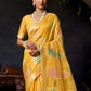 Rajwada Yellow Organza Solid Saree For Women
