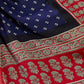 Rajwada Navy Blue And Red Silk Blend Printed Elegant Saree For Women