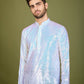 Rajwada Purple Georgette Embellished Stitched Kurta For Men
