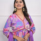 Rajwada Purple Muslin Silk Printed Stitched Kurta Set For Women