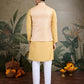 Rajwada Yellow Viscose Silk Woven Stitched Kurta For Men