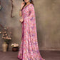 Rajwada Pink Georgette Embroidered Saree For Women