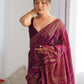 Rajwada Wine Georgette Embellished Solid Saree For Women