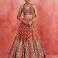 Rajwada Rust Mauve Silk Blend Embellished Semi Stitched Lehenga For Women