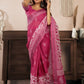 Rajwada Pink Cotton Linen Zari Work Saree For Women