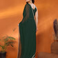 Rajwada Green Georgette Plain Saree With Unstitched Blouse For Women