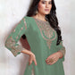 Rajwada Light Green Georgette Embroidered & Cutwork Semi-Sitched Kurta Set For Women
