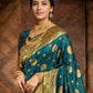 Rajwada Deep Teal Blue Silk Blend Woven Pithani Saree For Women
