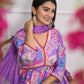 Rajwada Purple Muslin Silk Printed Stitched Kurta Set For Women