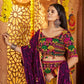 Rajwada Multicolor Viscose Cotton Embroidered Semi-Stitched lehenga With Stunning Tassels And Embroidered Waist Belt For Women