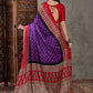 Rajwada Purple And Red Silk Blend Printed Elegant Saree For Women