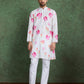 Rajwada White Rayon Printed and Embroidered Stitched Kurta For Men