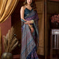 Rajwada Purple Silk Blend Printed Saree For Women