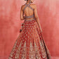 Rajwada Rust Mauve Silk Blend Embellished Semi Stitched Lehenga For Women