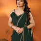 Rajwada Green Georgette Plain Saree With Unstitched Blouse For Women