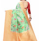 Rajwada Green Silk Blend Floral Printed Saree For Women