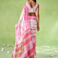 Rajwada White Cotton Linen Solid Printed Saree For Women