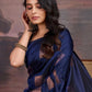 Rajwada Navy Blue Silk Blend Woven Saree For Women