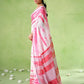 Rajwada White Cotton Linen Solid Printed Saree For Women