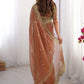 Rajwada Brown Silk Blend Embellished Solid Saree For Women