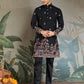 Rajwada Black Viscose Silk Embroidered Stitched Kurta For Men