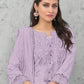 Rajwada Lavender Cotton Blend Embroidered Semi Stitched Kurta Set For Women