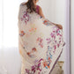Rajwada Off White Silk Blend Floral Print & Cutwork Saree For Women