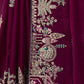 Rajwada Wine Satin Embroidered Saree For Women