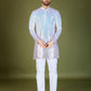 Rajwada Pink Georgette Embellished Stitched Kurta For Men