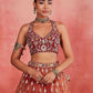 Rajwada Rust Mauve Silk Blend Embellished Semi Stitched Lehenga For Women