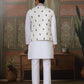 Rajwada White Silk Blend Plain Stitched Kurta Set For Men