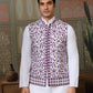 Rajwada White Silk Blend Plain Stitched Kurta Set For Men