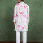 Rajwada White Rayon Printed and Embroidered Stitched Kurta For Men