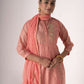 Rajwada Peach Art Silk Designer Embroidered Semi-Stitched Kurta Set For Women
